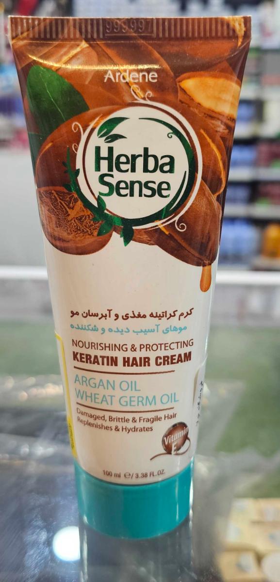 کرم مو کراتینه موهای آسیب دیده و شکننده - کرم تیوپی هرباسنس آرگان و جوانه گندم 100 گرم